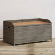 Detailed information about the product Storage Bench Grey 100x50x52 cm Poly Rattan and Acacia Wood