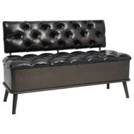 Detailed information about the product Storage Bench with Backrest 110 cm Black Faux Leather