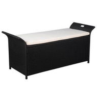 Detailed information about the product Storage Bench With Cushion 138 Cm Poly Rattan Black