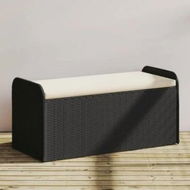 Detailed information about the product Storage Bench with Cushion Black 115x51x52 cm Poly Rattan