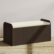 Detailed information about the product Storage Bench with Cushion Brown 115x51x52 cm Poly Rattan