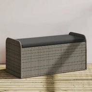 Detailed information about the product Storage Bench with Cushion Grey 115x51x52 cm Poly Rattan