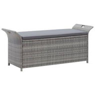 Detailed information about the product Storage Bench With Cushion Grey 138 Cm Poly Rattan