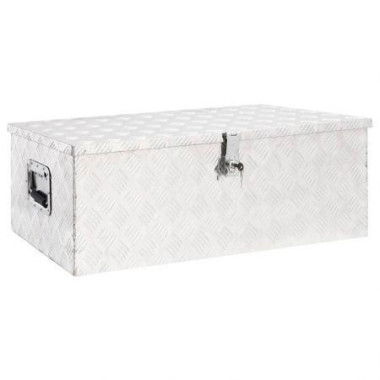 Storage Box Silver 90x47x33.5 Cm Aluminum