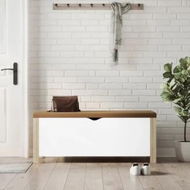 Detailed information about the product Storage Box with Cushion White & Sonoma Oak 105x40x45 cm