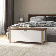 Detailed information about the product Storage Box With Cushion White And Sonoma Oak 105x40x45 Cm Engineered Wood