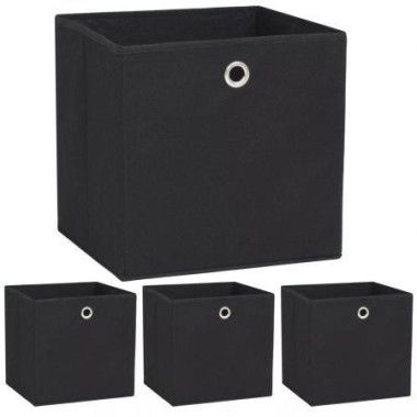 Storage Boxes 4 Pcs Non-woven Fabric 32x32x32 Cm Black