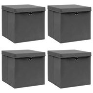 Detailed information about the product Storage Boxes with Lids 4 pcs Grey 32x32x32 cm Fabric