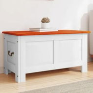 Detailed information about the product Storage Chest with Lid Brown and White Solid Wood Acacia