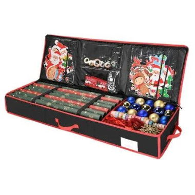 Storage Container Gift Wrap Organizer Ribbons Bows Water Resistant Christmas Pockets 600D Oxford Fabric Durable Festive Supplies