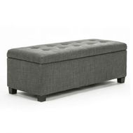 Detailed information about the product Storage Ottoman Stool 102cm Fabric DARK GREY