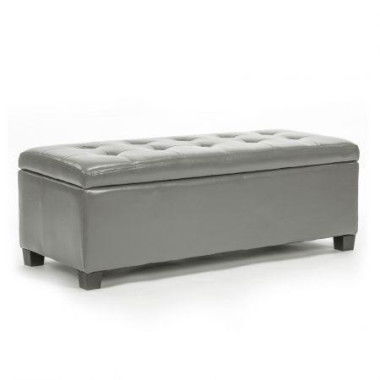 Storage Ottoman Stool 102cm Leather GREY