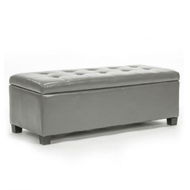 Detailed information about the product Storage Ottoman Stool 102cm Leather GREY