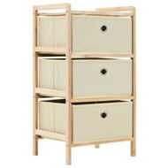 Detailed information about the product Storage Rack With 3 Fabric Baskets Cedar Wood Beige