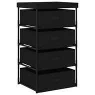 Detailed information about the product Storage Rack with 4 Fabric Baskets Steel Black