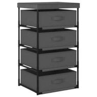 Detailed information about the product Storage Rack with 4 Fabric Baskets Steel Grey