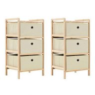 Detailed information about the product Storage Racks with 3 Fabric Baskets 2 pcs Beige Cedar Wood