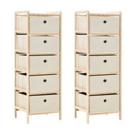 Detailed information about the product Storage Racks with 5 Fabric Baskets 2 pcs Beige Cedar Wood