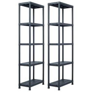 Detailed information about the product Storage Shelf Racks 2 Pcs Black 125 Kg 60x30x180 Cm Plastic