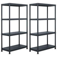 Detailed information about the product Storage Shelf Racks 2 Pcs Black 60x30x138 Cm Plastic