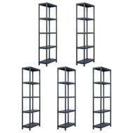 Detailed information about the product Storage Shelf Racks 5 Pcs Black 125 Kg 60x30x180 Cm Plastic