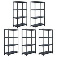 Detailed information about the product Storage Shelf Racks 5 Pcs Black 60x30x138 Cm Plastic