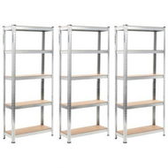 Detailed information about the product Storage Shelves 3 Pcs Silver 75x30x172 Cm Steel And MDF