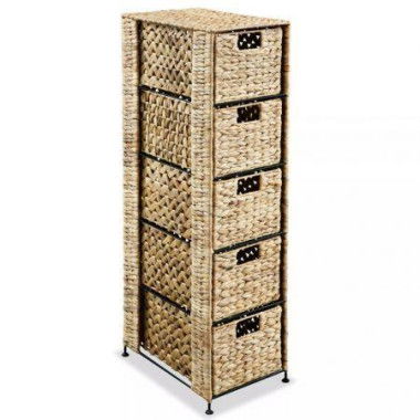 Storage Unit With 5 Baskets 25.5x37x100 Cm Water Hyacinth.