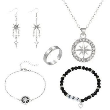 Stray Necklace Set SKZ Inspired Merch Bracelet Rings Stray Fans Earrings for Women Men