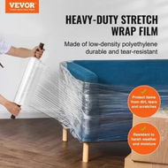 Detailed information about the product Stretch Film 381 mm (W) x 366 m (L) 4 Pack 80 Gauge Industrial Strength Clear Durable Stretch Wrap Roll Heavy Duty Shrink Film Stretch Wrap with Handles