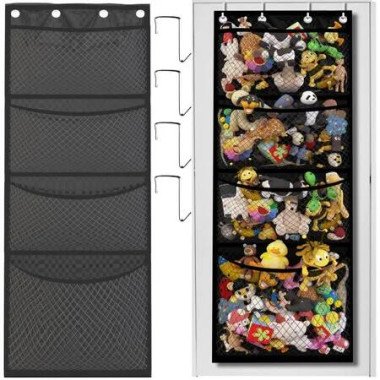 Stuffed Animal Storage,4 Large Pockets Over The Door Organizer for Toys,Hanging Toy Storage,Stuffed Animal Holder for Nursery,Kids Room,Bedroom