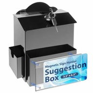 Detailed information about the product Suggestion Box with Magnetic Sign Holder, Metal Donation Boxes with Lock and Slot, Prayer Drop Ballot Raffle Tip Jars Wall Mounted Box for Fundraising