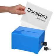 Detailed information about the product Suggestion Box with Slot and Lock, Acrylic Donation Box for Fundraising, Drawing Box for Raffle, 14 x 12.5 x 18CM voting box, Blue
