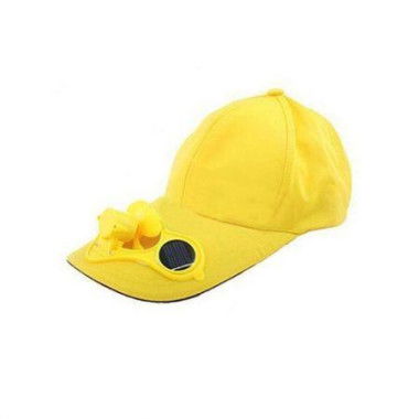 Summer Sport Outdoor Hat Cap With Solar Sun Power Cool Fan Yellow