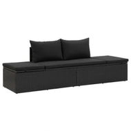 Detailed information about the product Sun Bed With Cushions Poly Rattan Black