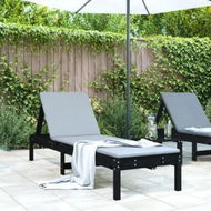 Detailed information about the product Sun Lounger Black 199.5x60x74 cm Solid Wood Pine