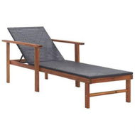 Detailed information about the product Sun Lounger Poly Rattan And Solid Acacia Wood Black