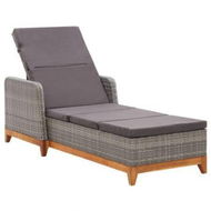 Detailed information about the product Sun Lounger Poly Rattan And Solid Acacia Wood Grey