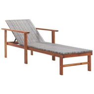 Detailed information about the product Sun Lounger Poly Rattan And Solid Acacia Wood Grey