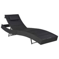 Detailed information about the product Sun Lounger Poly Rattan And Textilene Black