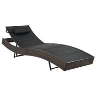 Detailed information about the product Sun Lounger Poly Rattan And Textilene Brown