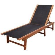 Detailed information about the product Sun Lounger Solid Acacia Wood And Textilene