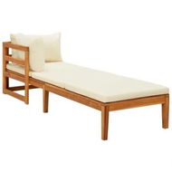 Detailed information about the product Sun Lounger with 1 Armrest Cream White Solid Acacia Wood