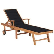 Detailed information about the product Sun Lounger with Black Cushion Solid Teak Wood