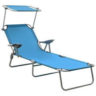 Detailed information about the product Sun Lounger With Canopy Steel Blue