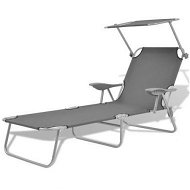 Detailed information about the product Sun Lounger With Canopy Steel Grey