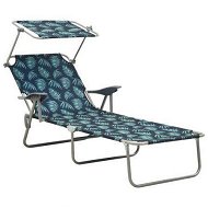 Detailed information about the product Sun Lounger with Canopy Steel Leaf Print