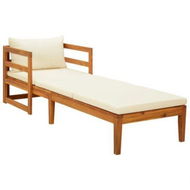 Detailed information about the product Sun Lounger With Cream White Cushions Solid Acacia Wood