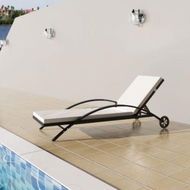 Detailed information about the product Sun Lounger With Cushion & Wheels Poly Rattan Black.