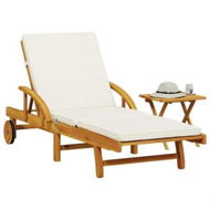 Detailed information about the product Sun Lounger with Cushion and Table Solid Wood Acacia